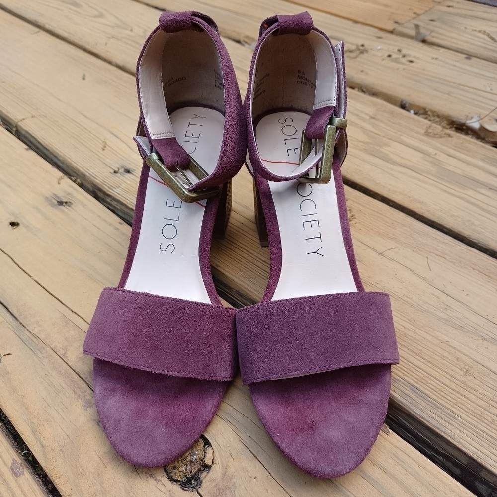 SOLE Society Suede Montana Dusty Bordo Sandal Sz 6.5